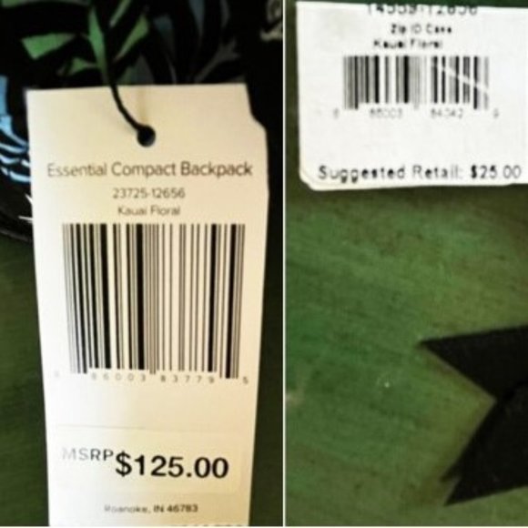 ⛔️SOLD⛔️ VERA BRADLEY Kauai Floral Compact Backpack & Zip ID Case 2 Pc Set -NWT - Picture 16 of 17